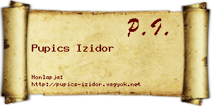 Pupics Izidor névjegykártya
